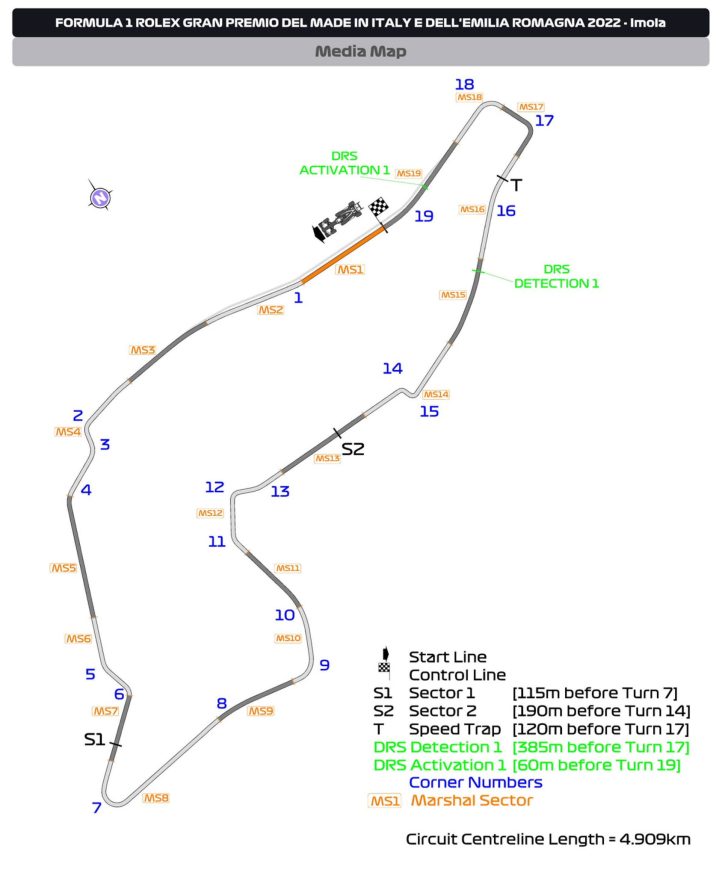 Mapa toru Imola 2022