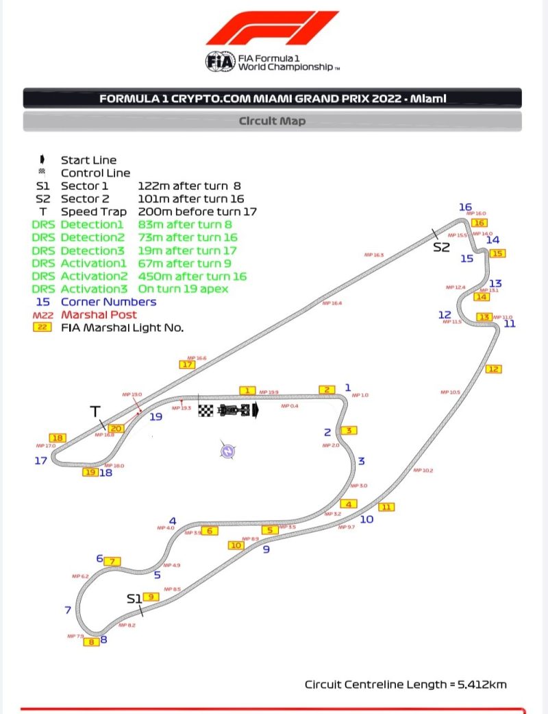 Mapa toru Miami F1 2022