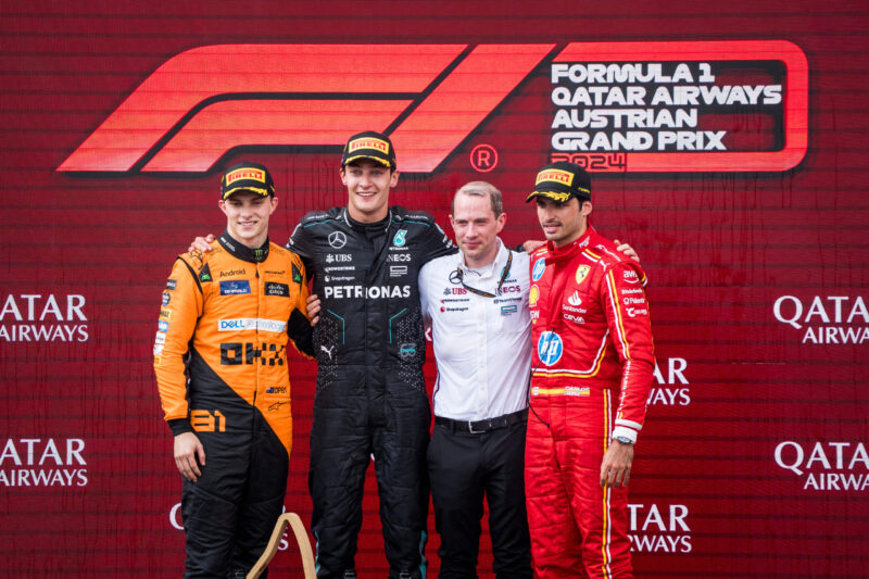 George Russell, Oscar Piastri, Carlos Sainz Jr.