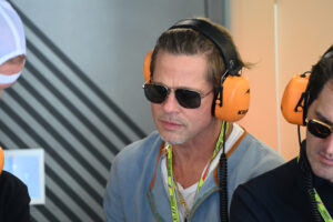 Hollywood movie star Brad Pitt at the McLaren garage