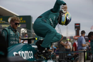 Fernando Alonso, Aston Martin F1 Team, on the grid