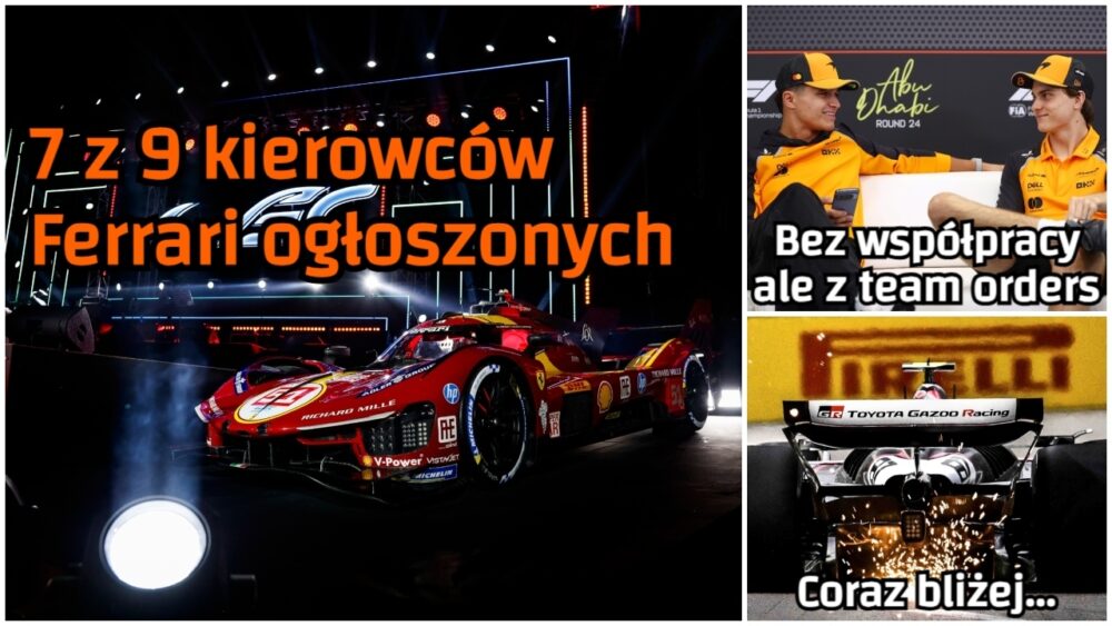 7 z 9 kierowców Ferrari ogłoszonych. Toyota jeszcze bliżej F1. Równe szanse w McLarenie?