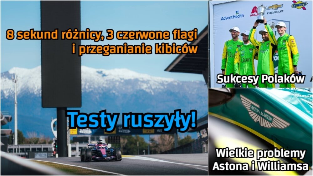 Tajne testy w Barcelonie ruszyły. Kto był szybki? Problemy Williamsa i Astona, sukcesy Polaków