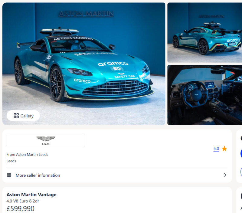 Najbardziej pamiętny safety car Formuły 1 wystawiony na sprzedać