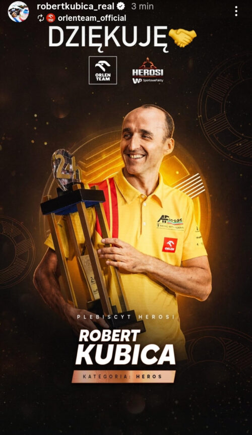 Kolejne wyróżnienie Kubicy, będzie też akcja marketingowa