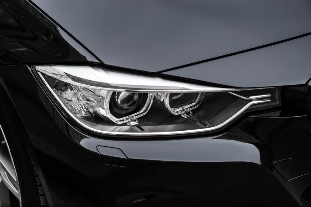 Close-up photo of car headlights