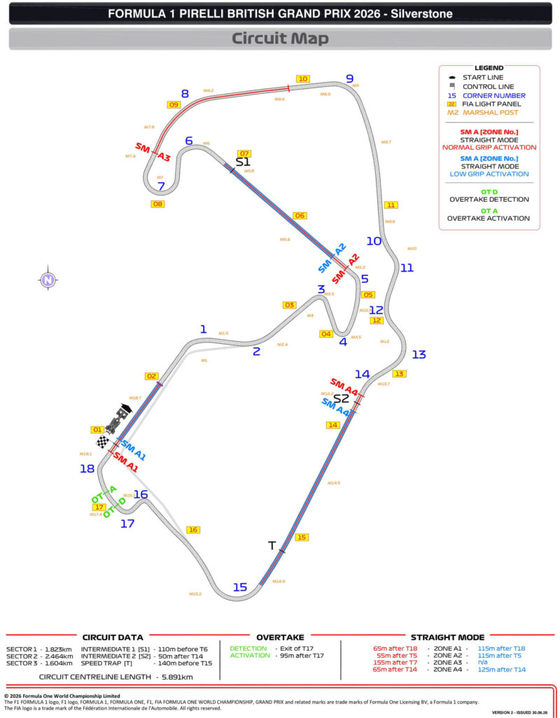 GP Wielkiej Brytanii Mapa 2026 f1
